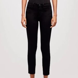 L’Agence Margot Velvet Stripe Jean in Noir High Rise Skinny Fit Womens Size 24